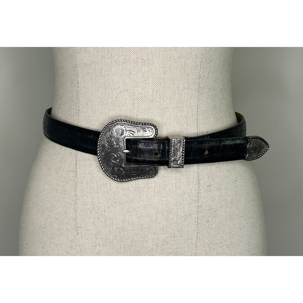 SILVER CREEK Black Genuine Leather Belt 4897 Womens S 31